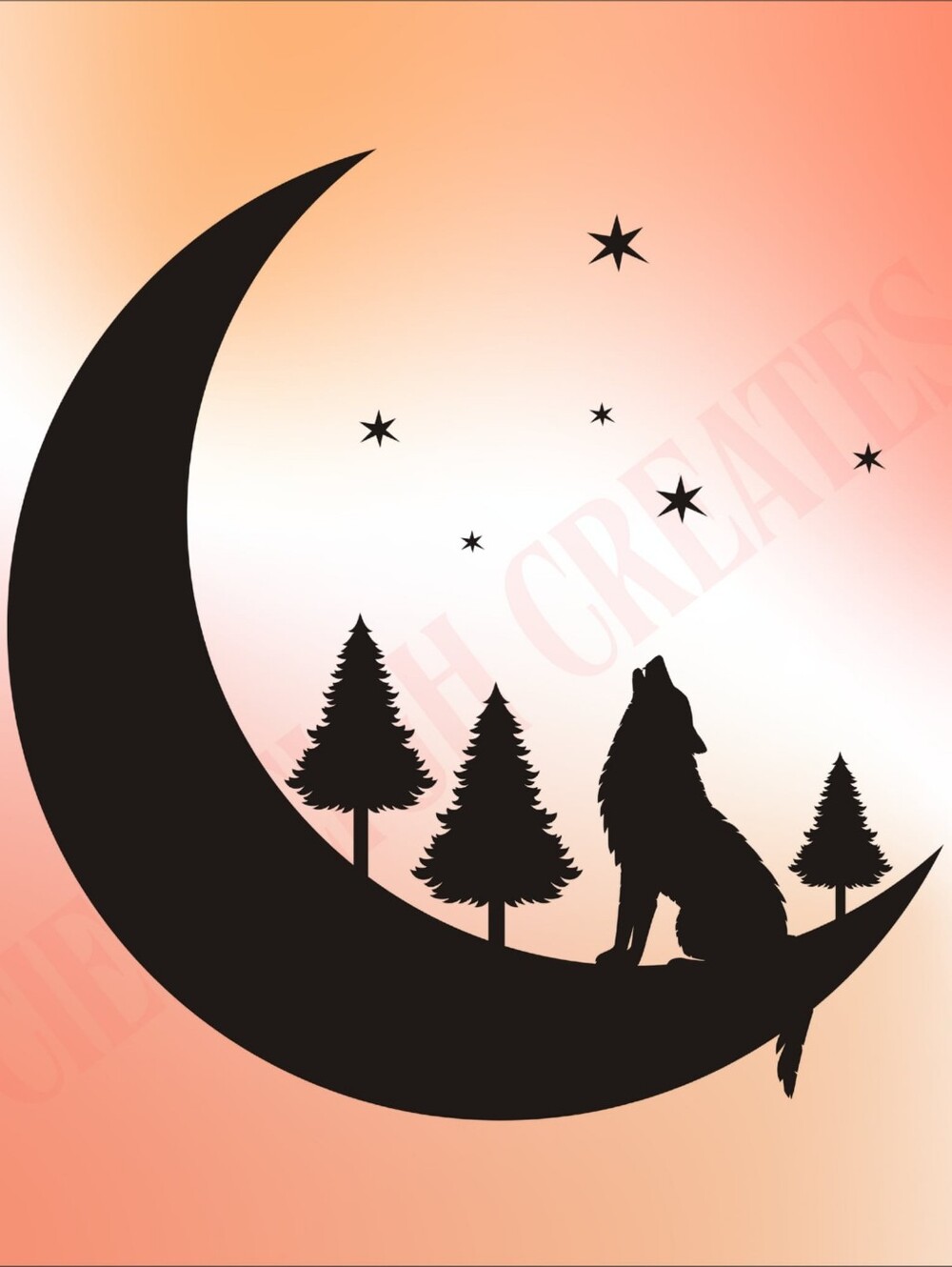 *2 for $20* Wolf Crescent Moon Trees vinyl decal Sticker Handcrafted